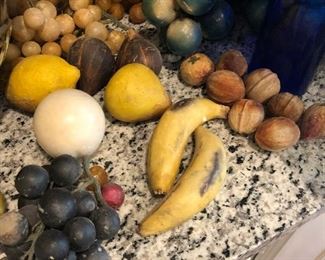 Vintage hand carved marble fruit