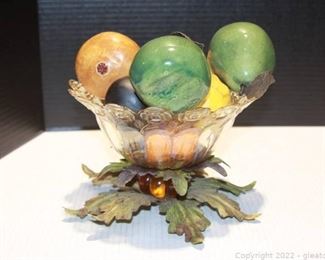Elegant Glass Vase with Ceramic Fruit