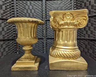 Gold Greek Pillar Resin Column and Urn Planter