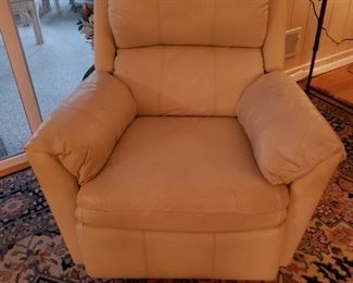 White leather recliner