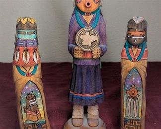Lawrence Charley Long Hair Spider Woman And Navajo Girl Kachinas