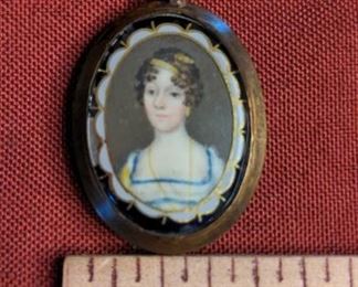 Young Man And Woman Double Sided Antique Portrait Miniature