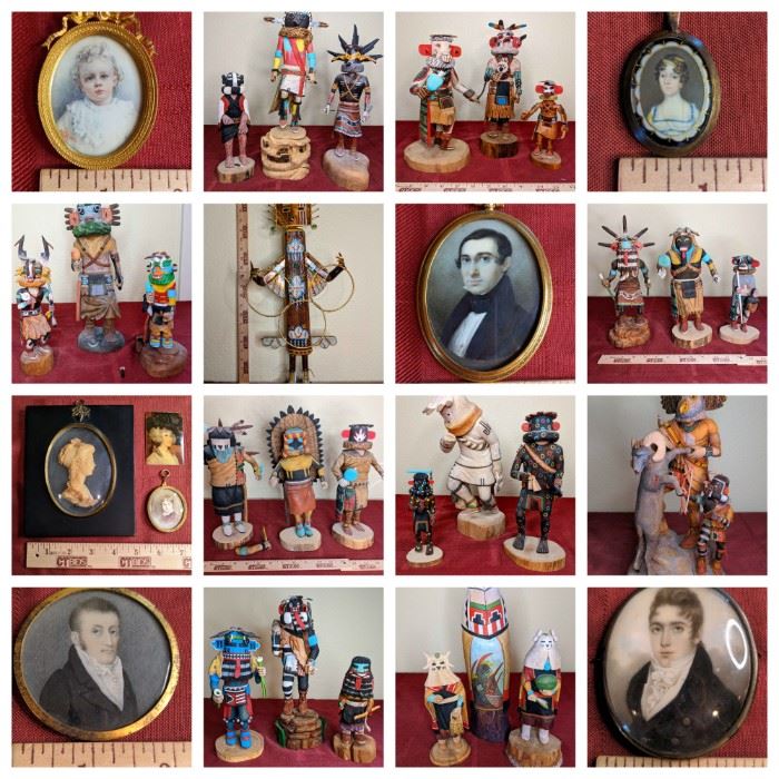 Kachina Overload, Portrait Miniatures, & Sterling Jewelry!