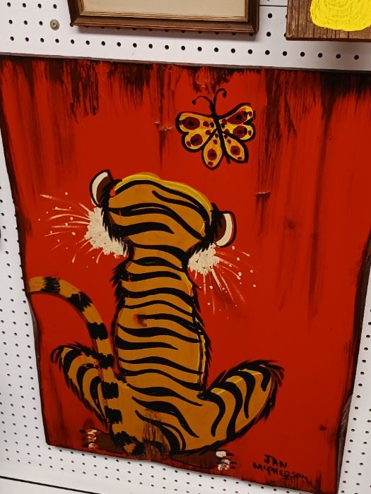 Original painting Jan McPherson tiger on wood