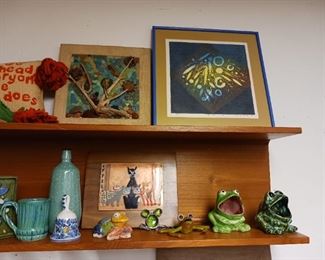 Ceramic frog collection enamel cat picture art