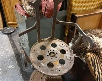 And made original welded iron chair out of car parts and wrenches