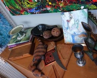 Retro kitchen knife and cheese board