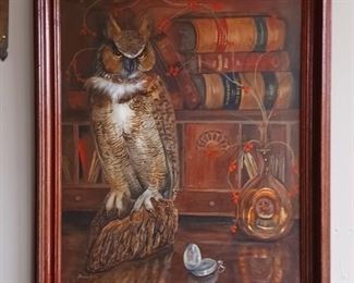 Original owl oil painting