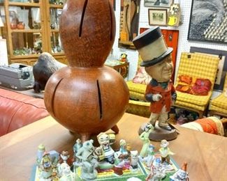 WC Fields plaster statue funky frog ceramics 1970s table lamp