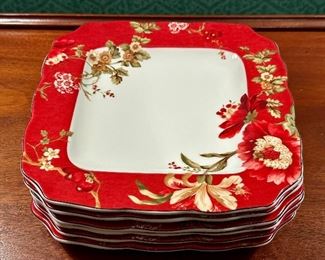 (6) "Fleur Rouge" Plates