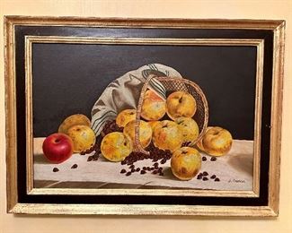 Oil Painting, Apples, signed J. Francis