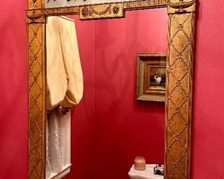 Ornate Gold Gilt Mirror with Crest