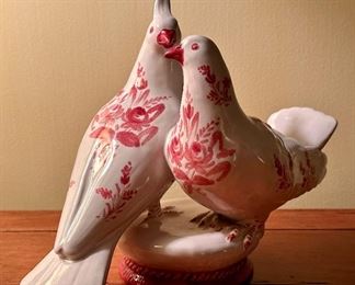 Vintage Meiselman Imports Red & White Doves Lovebirds