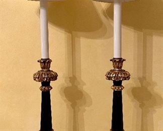 (2) Buffet Lamps (black & gold)