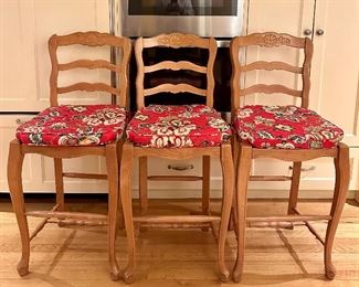 (3) Bar Stools with Rush Seats