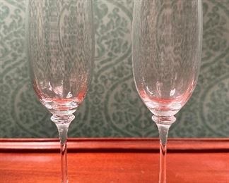 (2) Champagne Flutes with Gold Rim