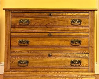 Antique Three Drawer Oak Dresser