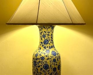 Floral Blue & Yellow Lamp