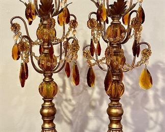 Candlesticks with Hanging Crystals