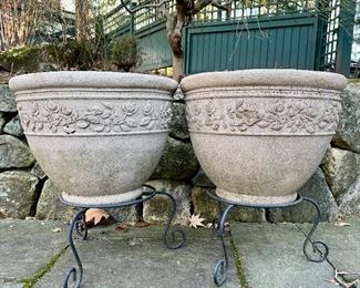 (2) Lightweight Planters & Stand