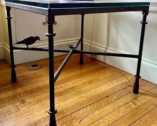 Iron & Glass Side Table with little bird!