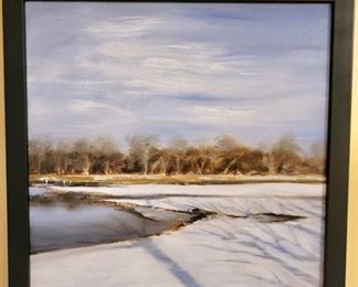 "Winter Scene" Oil on Canvas, Signed