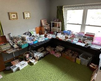 This is a craft room!  All scrapbooking and other stamps and punches.  100% of The sale of all the crafting items goes to a donation to the Kidney Foundation.  