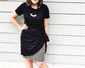 Carly Dress styled with a Cassie Skirt