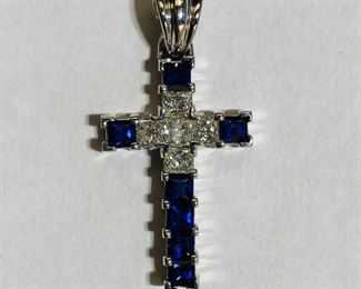 $1560 All Real Authentic 14K White Gold 4.5 Grams 1.38 Carat Sapphires 0.78 Carat Diamonds Cross Pendant Please text or call 7032689529 for inquiries, or visit Tysons Jewelry located at:
8373 Leesburg Pike #12, Vienna Virginia 22182
Robert, the owner of Tysons Jewelry, has over 30+ years working in the jewelry business and has verified the authenticity of this listing.
Robert buys gold and precious metals at 95%. Please use the link: https://tysonsjewelry.net for specific prices.
Inquiries regarding gold, silver, precious metals, coins, watches, diamonds, cars, and collectibles are welcome!
Visit the Tysons Jewelry Facebook store using this link for more pictures:
https://www.facebook.com/marketplace/profile/100029355397784/?ref=share_attachment