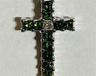 $860 All Real Authentic 14K White Gold 4.7 Grams Diamond Green Sapphire Cross Pendant Please text or call 7032689529 for inquiries, or visit Tysons Jewelry located at:
8373 Leesburg Pike #12, Vienna Virginia 22182
Robert, the owner of Tysons Jewelry, has over 30+ years working in the jewelry business and has verified the authenticity of this listing.
Robert buys gold and precious metals at 95%. Please use the link: https://tysonsjewelry.net for specific prices.
Inquiries regarding gold, silver, precious metals, coins, watches, diamonds, cars, and collectibles are welcome!
Visit the Tysons Jewelry Facebook store using this link for more pictures:
https://www.facebook.com/marketplace/profile/100029355397784/?ref=share_attachment