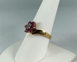  Gold Ruby and Diamond Ring