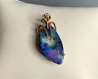 Opal and Diamond 14k Pendant
