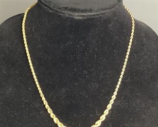 Turkish 18k Gold Graduated Rope Chain