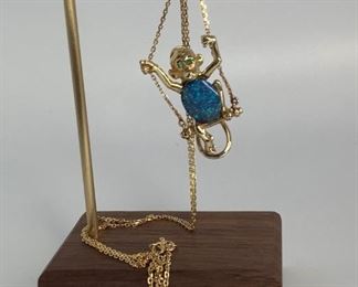 Unique Monkey Opal 14k Gold necklace