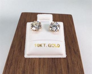 Natural Moissanite 10k Gold Earrings