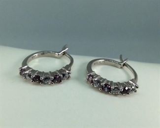 Created Alexandrite Silver Earrings