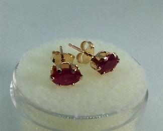 Natural Ruby 10k Gold Earrings
