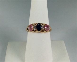 Pink and Blue Sapphire 14k Ring