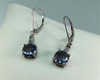 • Purplish blue gemstone Silver earrings