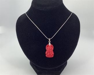 Ganesh Poly Coral Silver Necklace