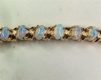 Beautiful 10k Opal Bangle Bracelet