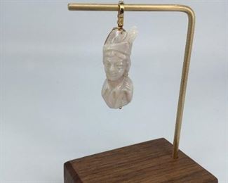 Opal Carved 14k Gold Pendant