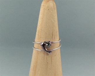 Dolphin CZ Silver Toe Ring