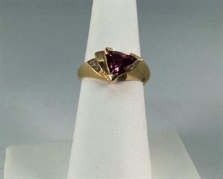 Amethyst and Diamond 14k Ring