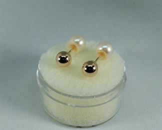 Pearl and Gold Dual Earrings