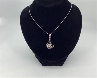 Butterfly CZ Silver Necklace