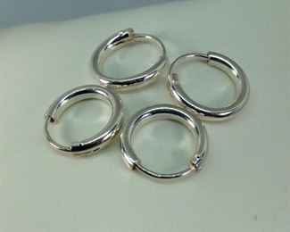 Sterling Silver Small Hoop Earrings (2) pairs
