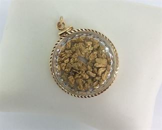 Gold Fleck Pendant, and 14k Gold Bezel