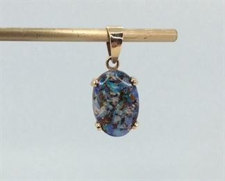 Vibrant 14k Gold Opal Pendant