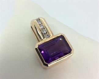 Diamond and Amethyst 14k Pendant